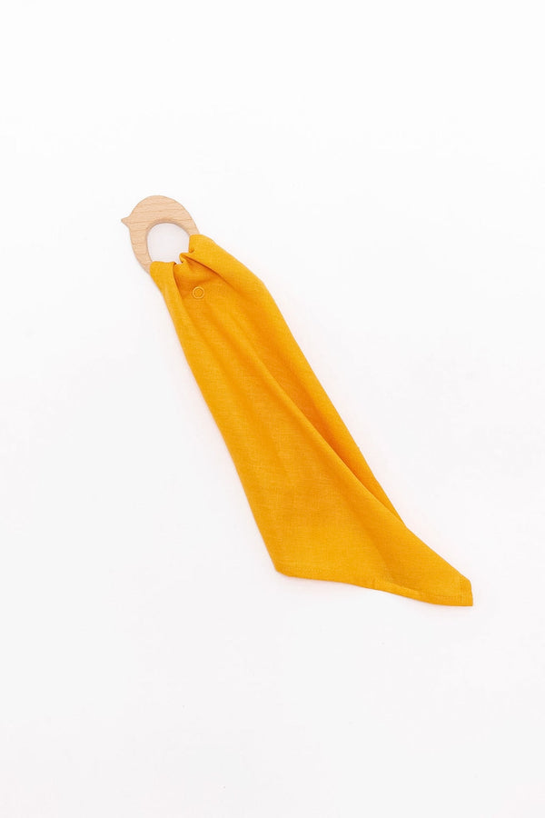 Clementine - Linen + Maple Ring Teether